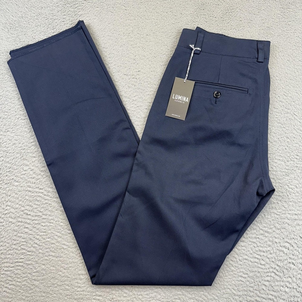 Lumina Pants Mens 30 Navy Blue Twill Chino Tailored Fit 100% Cotton Made USA New
